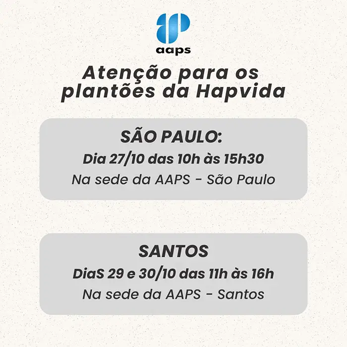 Plantões da Hapvida em São Paulo e Santos