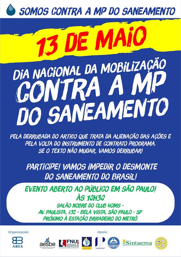 Mobilização contra a MP do Saneamento