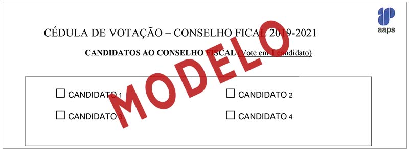 Cédula de votação das eleições do Conselho Fiscal 2019