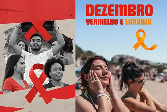 Mulheres na praia, passando protetor solar 