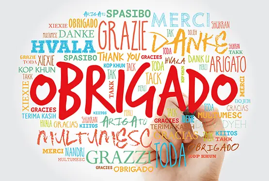 obrigado em várias linguas 