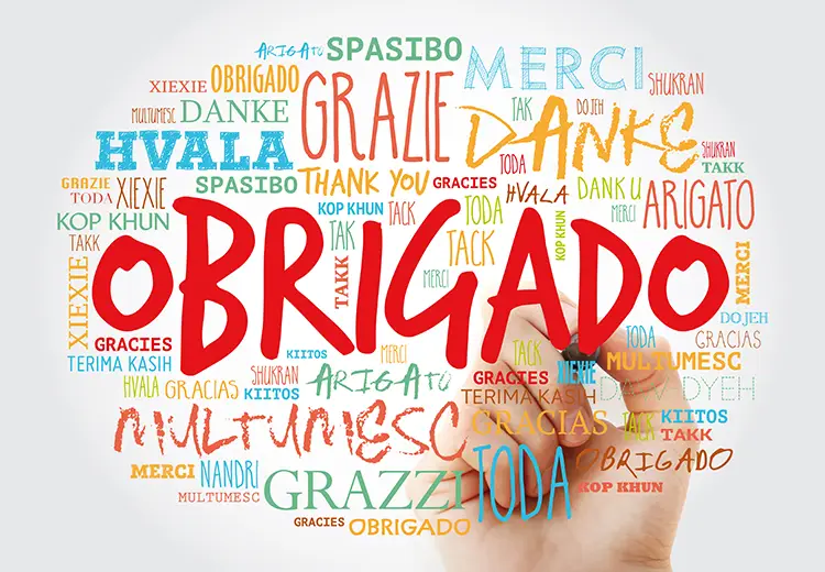 obrigado em várias linguas